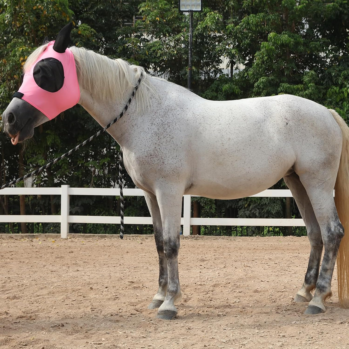 Horse Fly Mask with Ears - Large Eye Space for Full Vision, Breathable Stretch Comfort Fit, UV