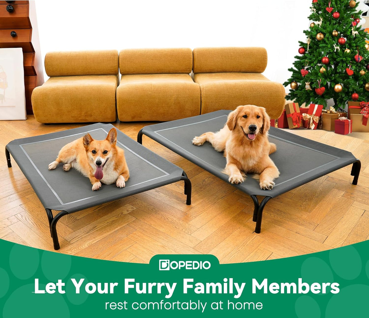 Elevated Dog Bed Raised Outdoor Dog Cot for Medium Dogs, Installation Requires No Tools, Frame with