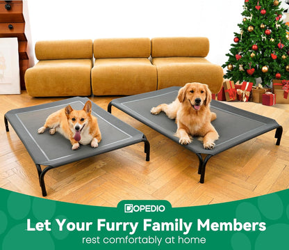 Elevated Dog Bed Raised Outdoor Dog Cot for Medium Dogs, Installation Requires No Tools, Frame with
