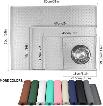 Ptlom Dog Food Mat Anti-Slip Pet Bowl Mats for Food and Water, High-Lips Pet Placemat Prevent Messy