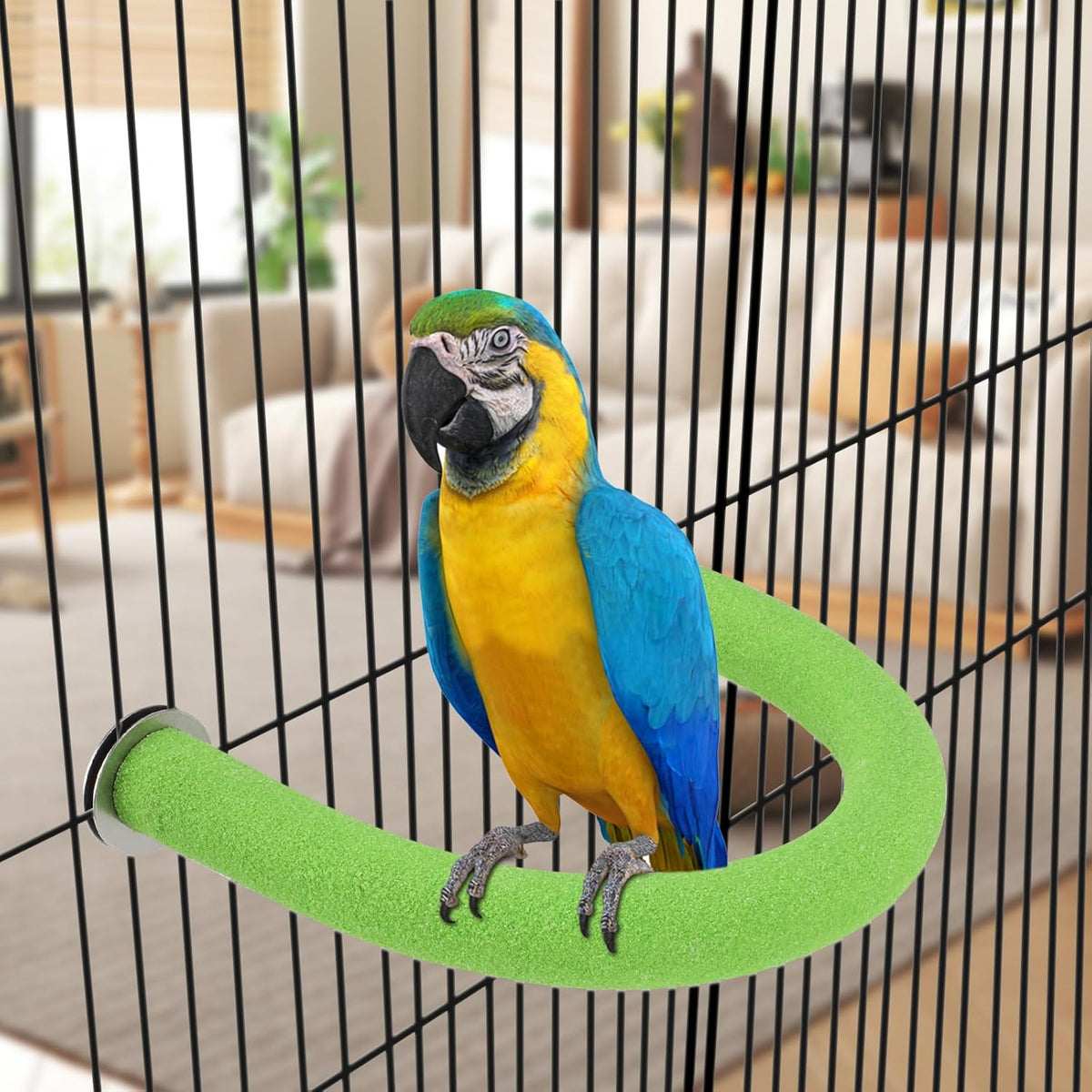 Rypet U Shape Parrot Perch Stand Toy for Paw Grinding Clean Stick Exercise, Rough-Surfaced Quartz