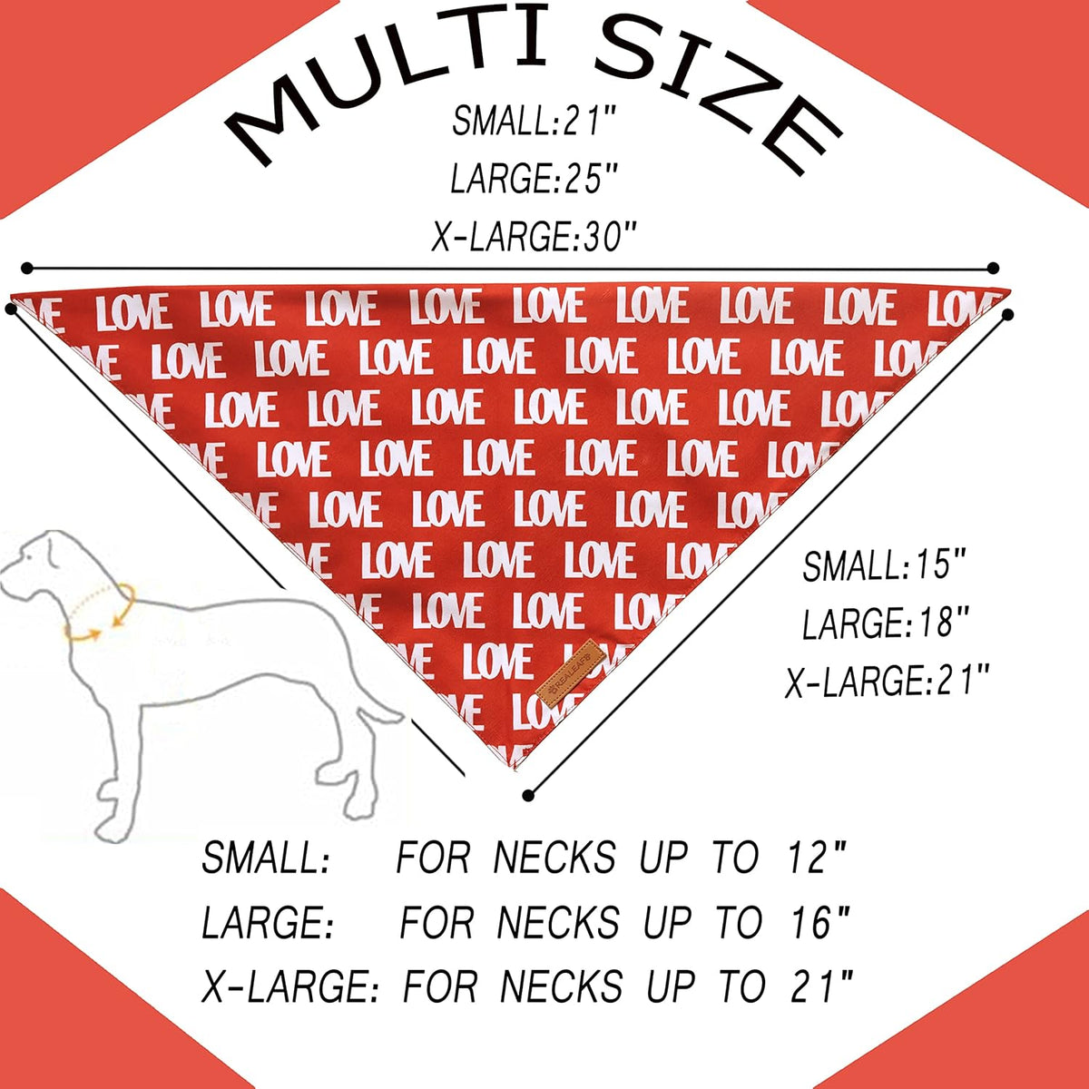 Realeaf Love Dog Bandanas 2 Pack, Triangle Reversible Mothers Day Valentine's Day Pet Scarf for Boy