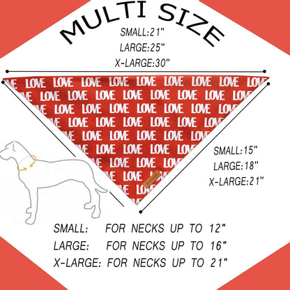 Realeaf Love Dog Bandanas 2 Pack, Triangle Reversible Mothers Day Valentine's Day Pet Scarf for Boy