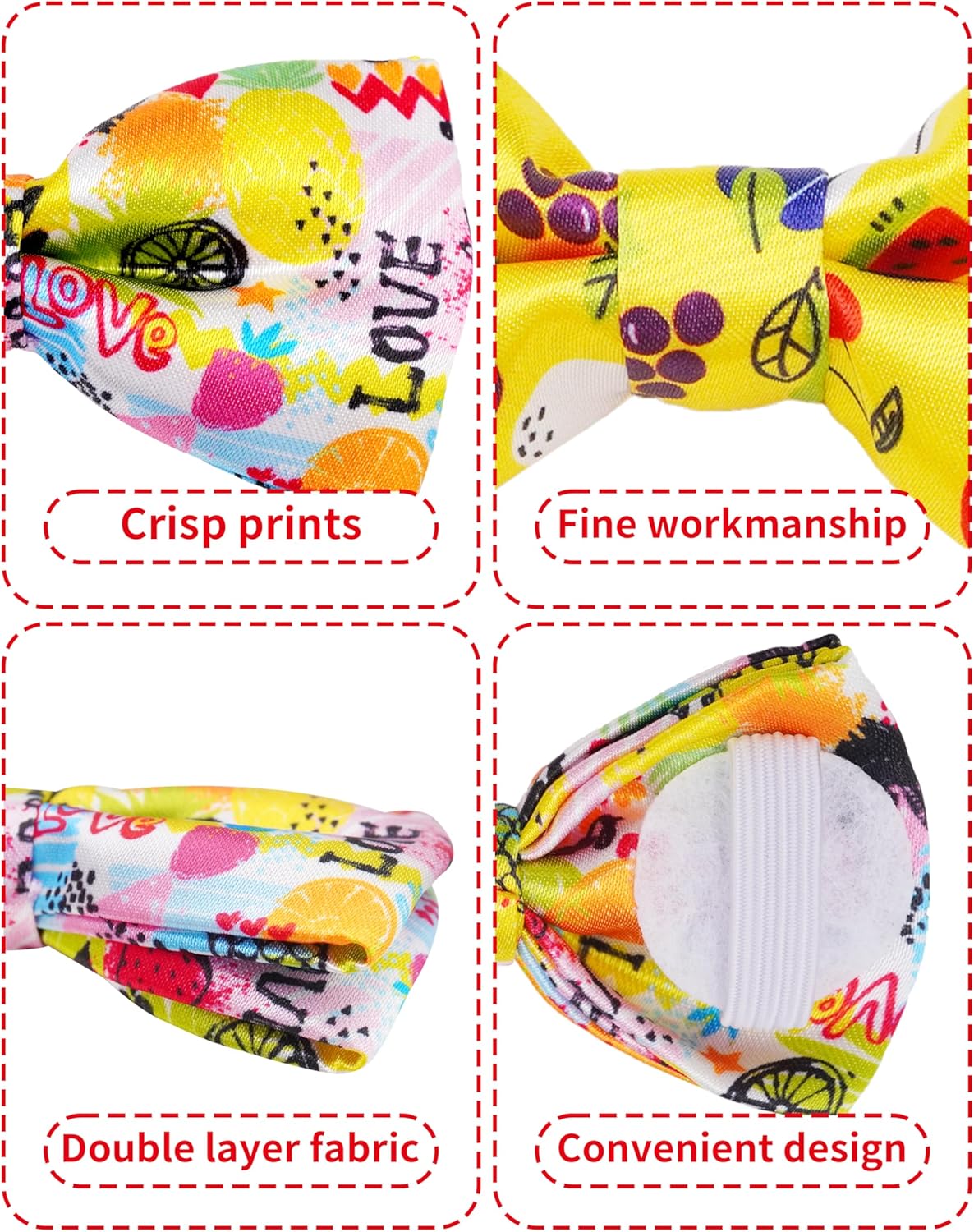 PET SHOW 10 Pack Fruit Small Dog Bow Ties Sliding Collar Attachments Puppy Cats Strawberry Bowties