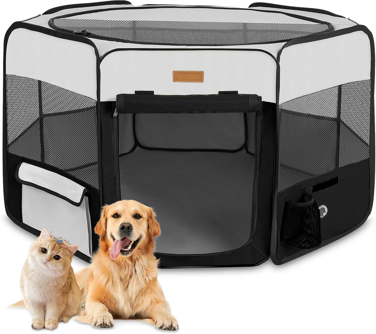 Dog Playpen, Portable Pet Play Pen for Cat, Puppies, Rabbits, Chickens, Foldable Large-Capacity Pet