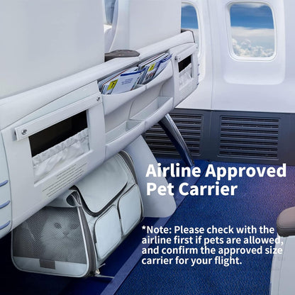 FUKUMARU Cat Carrier, Soft-Sided Small Dog Carrier, Large Cat Travel Bag with 4 Mesh Windows, Under