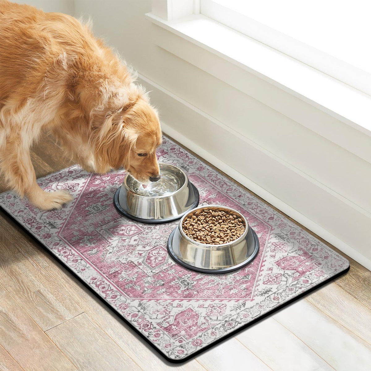Dog Food Mats for Floors, Absorbent Dog Bowl Mat for Food and Water Dispenser Mat, Quick Dry Cat