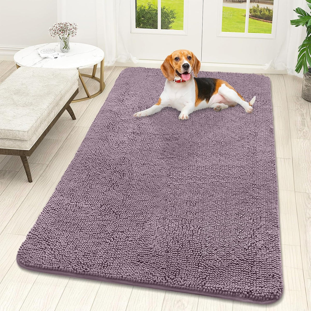 OLANLY Dog Door Mat for Muddy Paws 59x32, Absorbs Moisture and Dirt, Absorbent Non-Slip Washable
