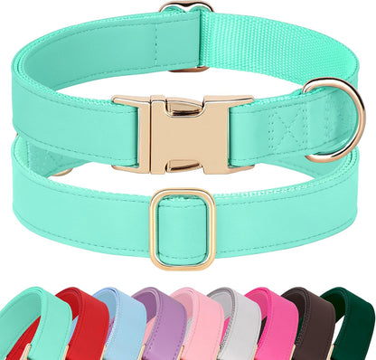 PET ARTIST Soft PU Leather Dog Collar, Bright Color & Durable Dog Collar Leather with Rose Gold