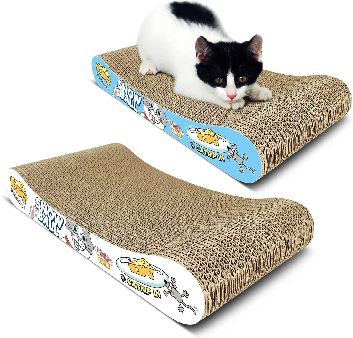 TTCAT Cat Scratching Pad, 2 Pack Corrugated Cat Scratcher Cardboard, Bone Type Durable Cat