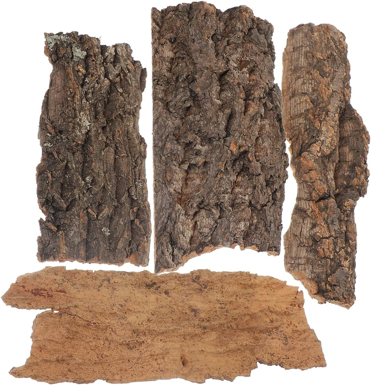 Amosfun 4pcs Reptile Bark Cork Wood Bark Decor Cork Flat Bedding for Bearded Dragon Lizard Geckos