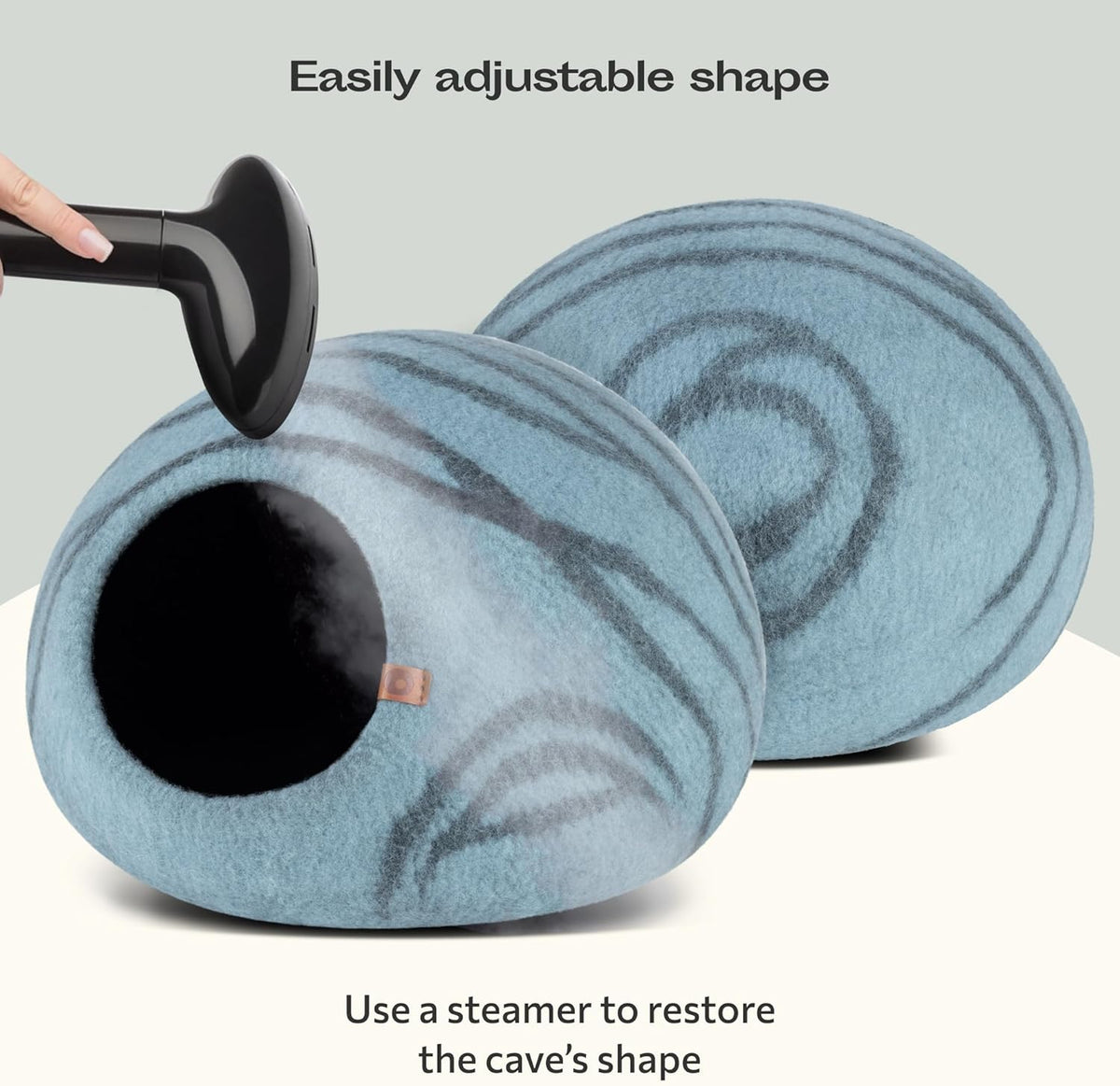 MEOWFIA Cat Cave – Premium Felt Cat Bed for Indoor Cats, Handmade 100% Merino Wool (Aquamarine
