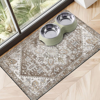 Dog Food Mats for Floors, Absorbent Dog Bowl Mat for Food and Water Dispenser Mat, Quick Dry Cat