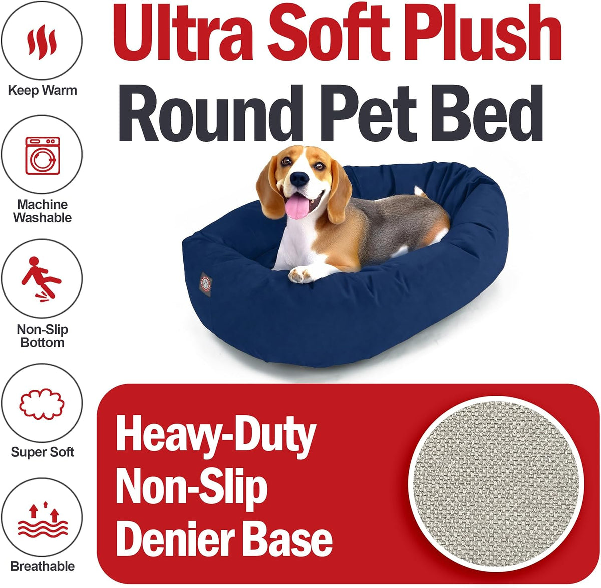 Majestic Pet 32 Inch Suede Shredded Memory Foam Mix Calming Medium Dog Bed Washable 32 x 23 x 7
