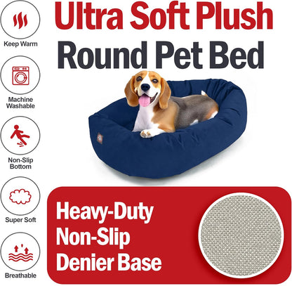 Majestic Pet 32 Inch Suede Calming Dog Bed Washable 32x23x7 (Inch) – Cozy Soft Round Donut Dog Bed