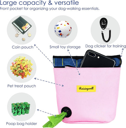 Dog Treat Pouch for Pet Walking and Training with Clicker 2 Cup Silicone Bag Small Fanny Pack