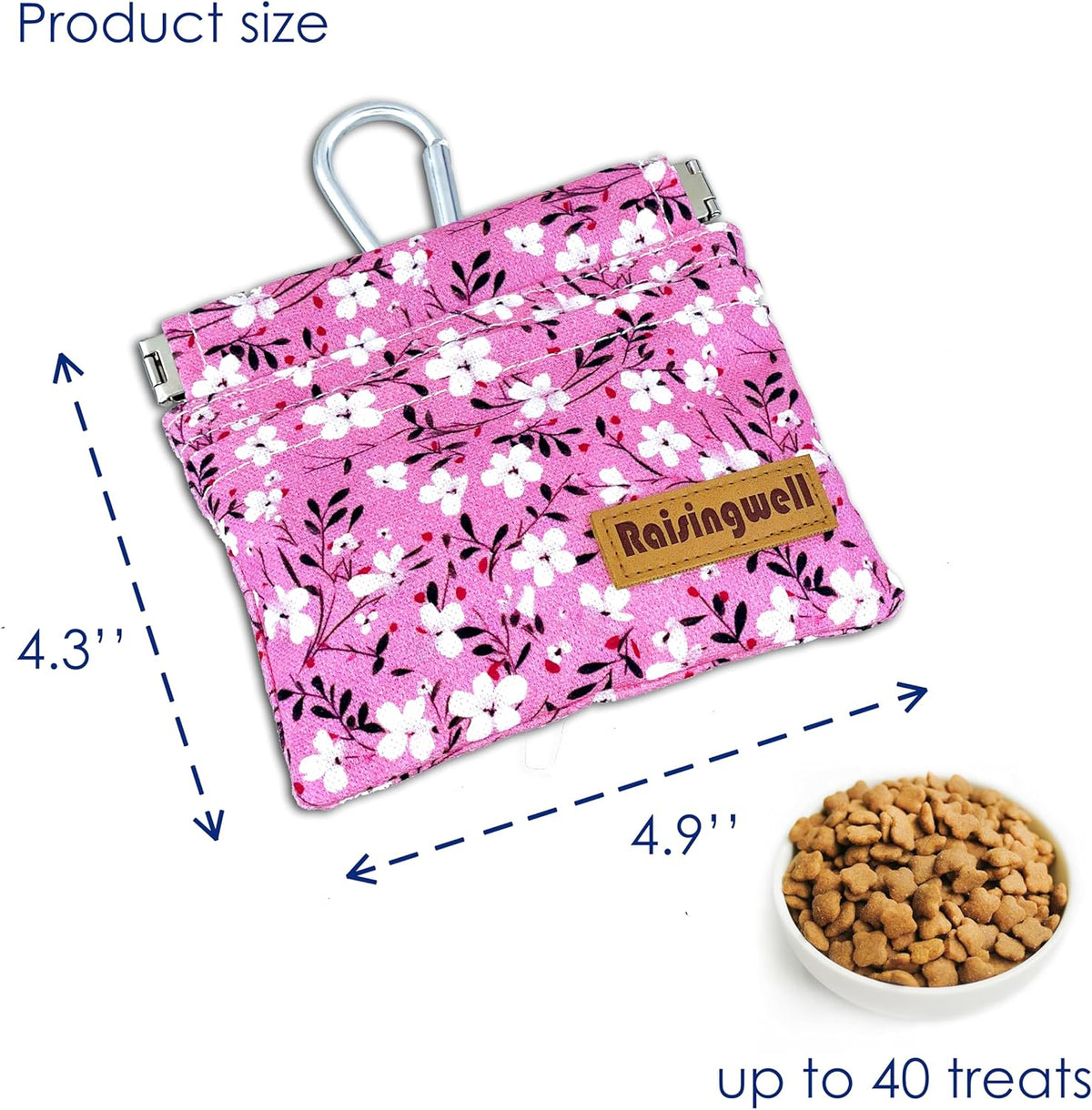 Dog Treat Pouch, Small Cotton Pocket Sized Training Holder, Hand Free Walking Fanny Bag with