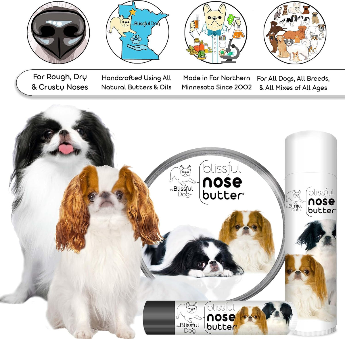 The Blissful Dog Japanese Chin Nose Butter for Dry, Cracked Skin, Lick-Safe Dog Nose Balm with