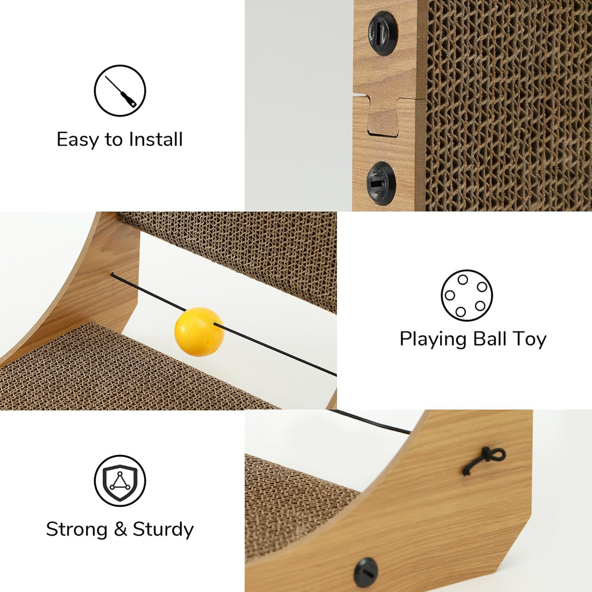 FUKUMARU Cat Scratcher, 18.9 Inch L Shape Cat Scratch Pad, Vertical Cat Scratcher Wall Mounted, Cat