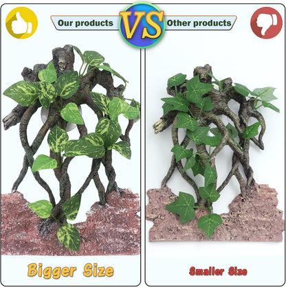 AQUA KT Reptile Terrarium Climb Corner Tree Branch Rock Background Decoration with Suction Cup for