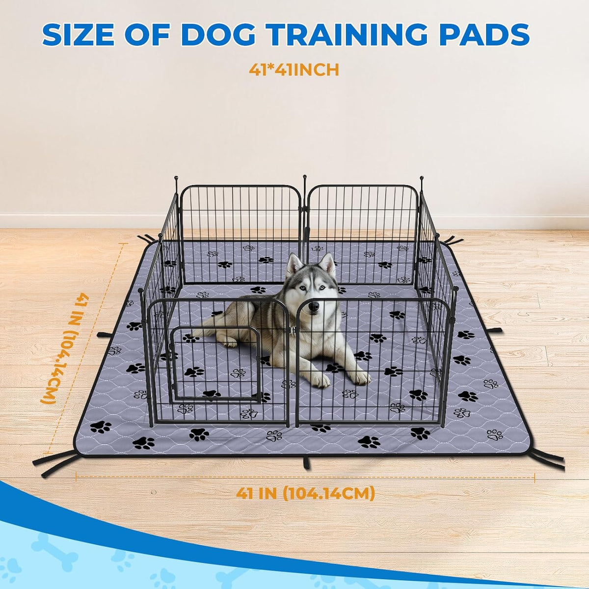 Fostanfly Washable Pee Pads for Dogs, 2 Pack 41"x41", Ultra-Absorbent Leakproof Non-Slip Reusable