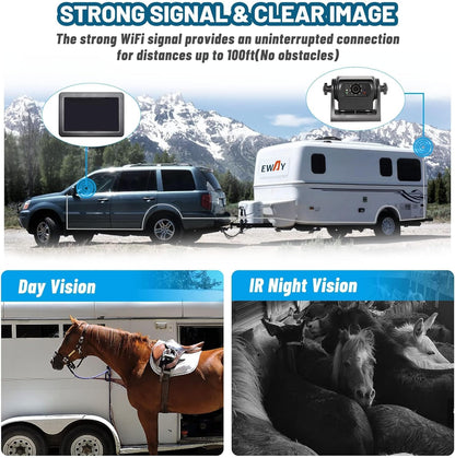 EWAY Wireless WiFi Magnetic Hitch Backup Camera 1080P HD Rechargeable Battery Powered No Wiring