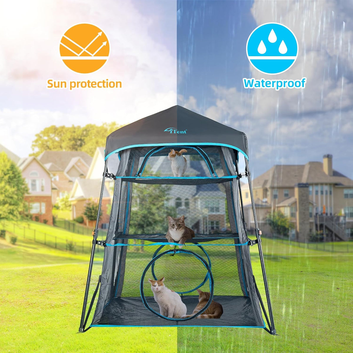 X-Large Catio Outdoor Cat Enclosure,3-Tier Spacious Outdoor Cat Tent for Indoors and