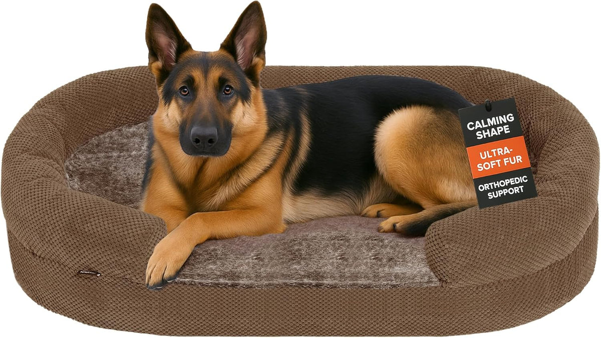 Orthopedic Dog Bed for Extra Large Dogs – XL Size 48"x36" Washable Bolster Couch, Extra-Thick 3.6"