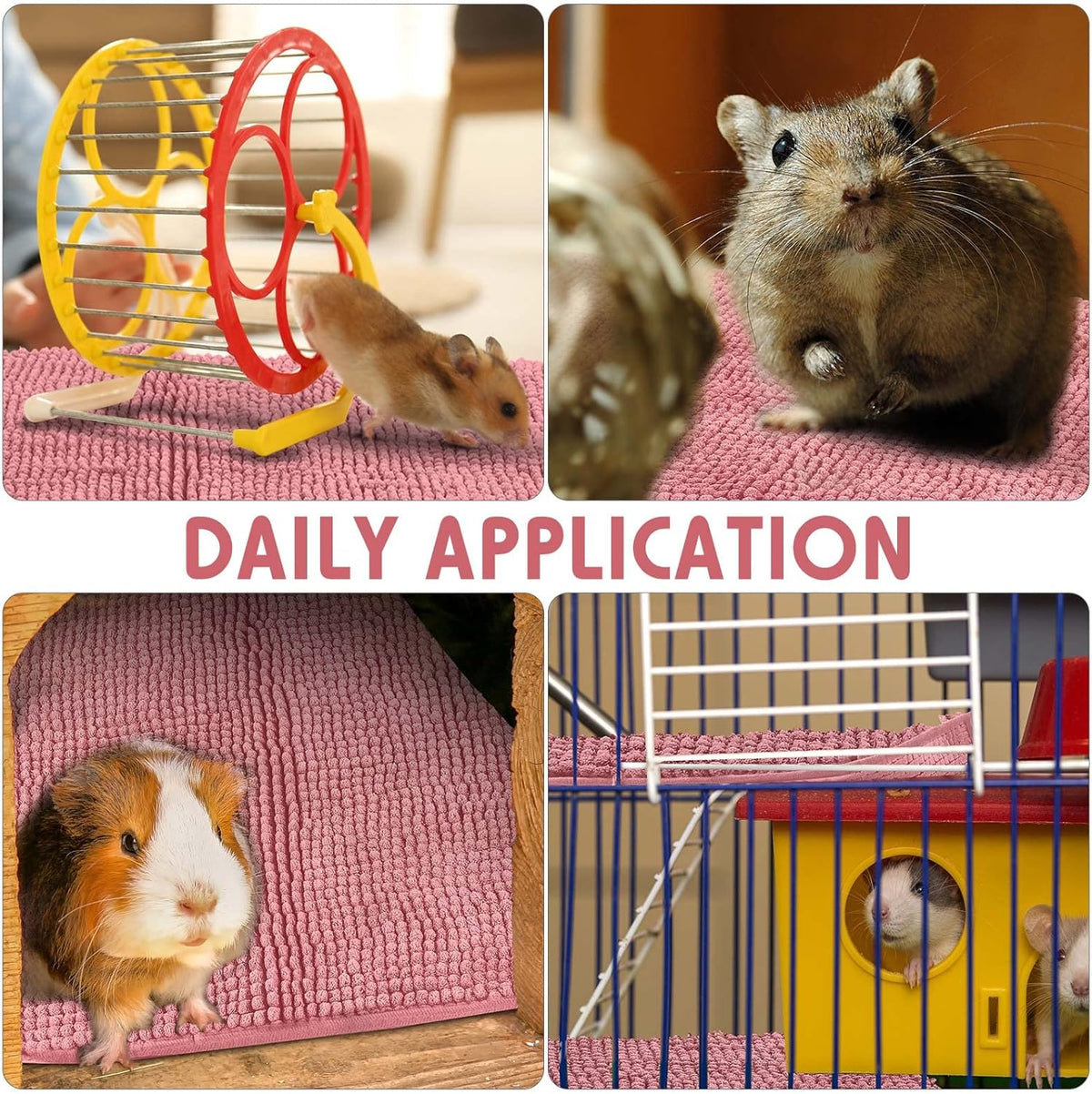 Amylove 4 Pcs Guinea Pig Cage Liner Guinea Pig Bedding Washable Fleece Pee Pads Reusable Small
