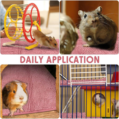 Amylove 4 Pcs Guinea Pig Cage Liner Guinea Pig Bedding Washable Fleece Pee Pads Reusable Small