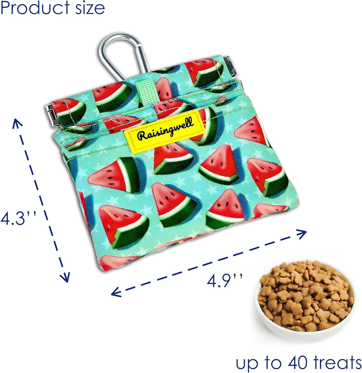 Dog Treat Pouch,Cotton Pocket Sized Training Holder, Hand Free Walking Funny Bag with Carabiner