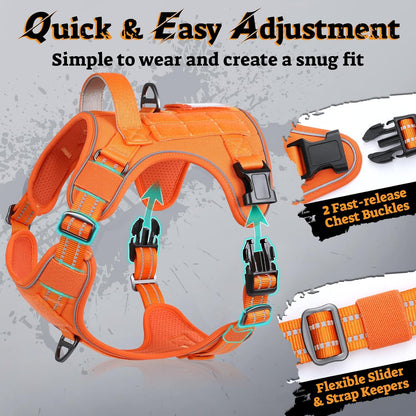 rabbitgoo Dog Harness Medium Sized No Pull, Tactical Service Pet Vest with Molle and Control
