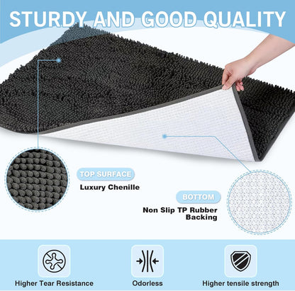 Amyracel Dirt Trapping Door Mat, 24" x 72" Large Absorbent Dog Door Mat for Muddy Paws, Quick Dry