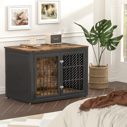 38" Heavy Duty Dog Crate Furniture for Large and Medium Dogs,Wooden Metal Kennel for High Anxiety