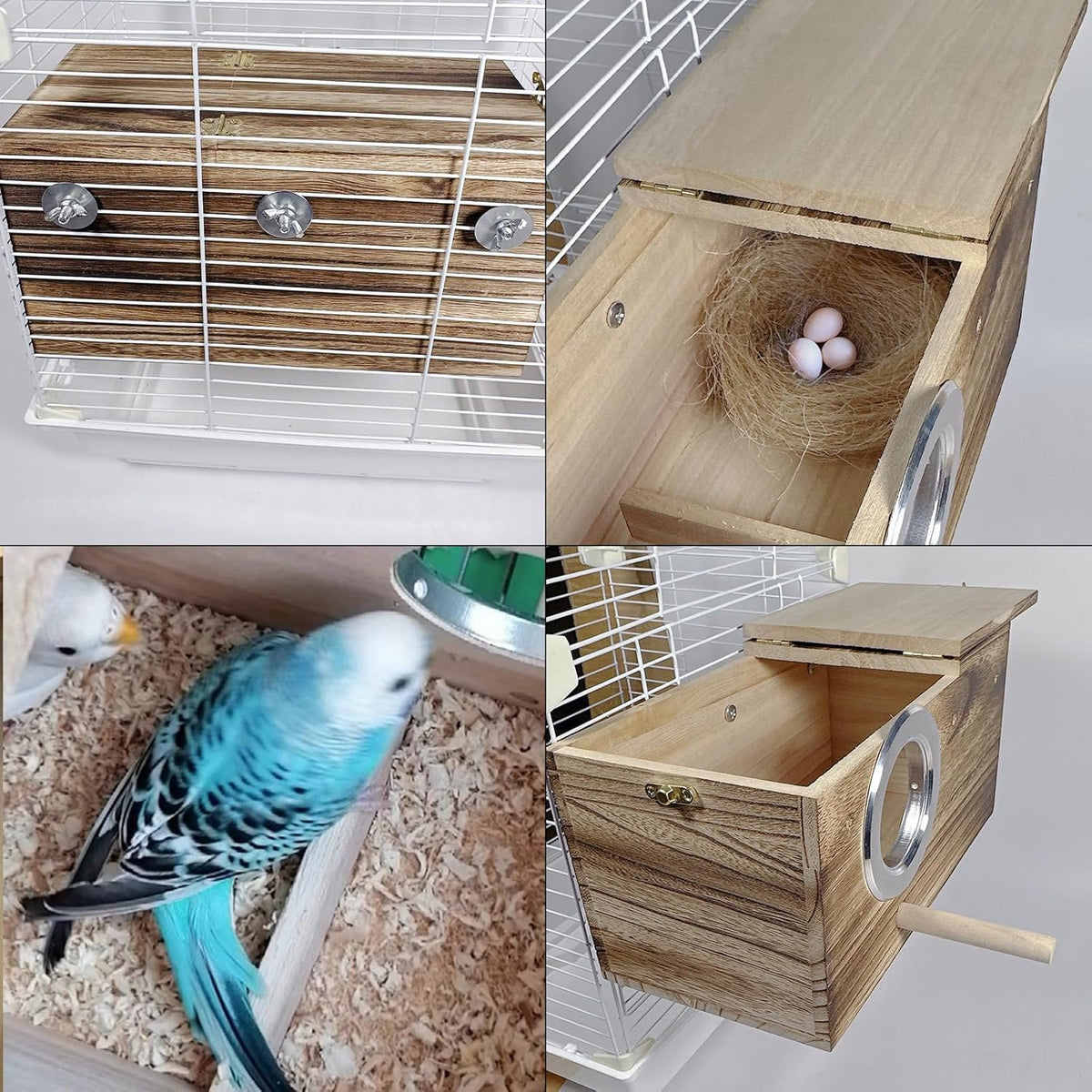 kathson Parrots Nesting Box Parakeet Nest House for Cage Budgie Breeding Hut with Coconut Fiber