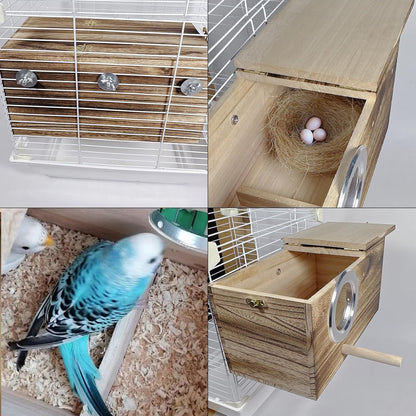 kathson Parrots Nesting Box Parakeet Nest House for Cage Budgie Breeding Hut with Coconut Fiber