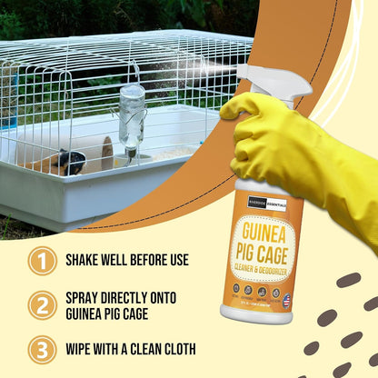 32oz Guinea Pig Cage Cleaner & Deodorizer Spray - Safe & Effective Odor Eliminator for Small Animal