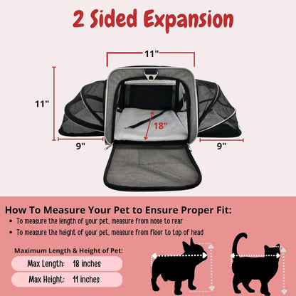 Airline Approved Expandable Premium Pet Carrier on Wheels- Two Sided Expandable Rolling Carrier