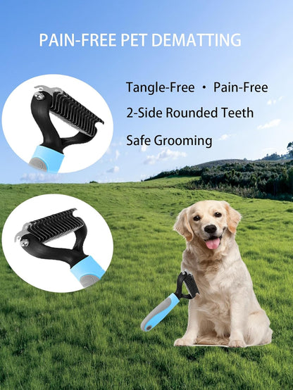 6ps Dog Cat Brush Grooming Kitf, Dog Cat Brushes, Bath Brush, Dematting Rake and Comb, Nail