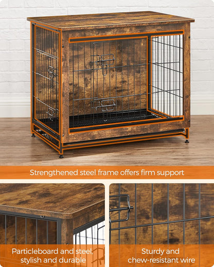 Feandrea Dog Crate Furniture, 27.2" Side End Table, Modern Kennel for Dogs Indoor up to 30 lb