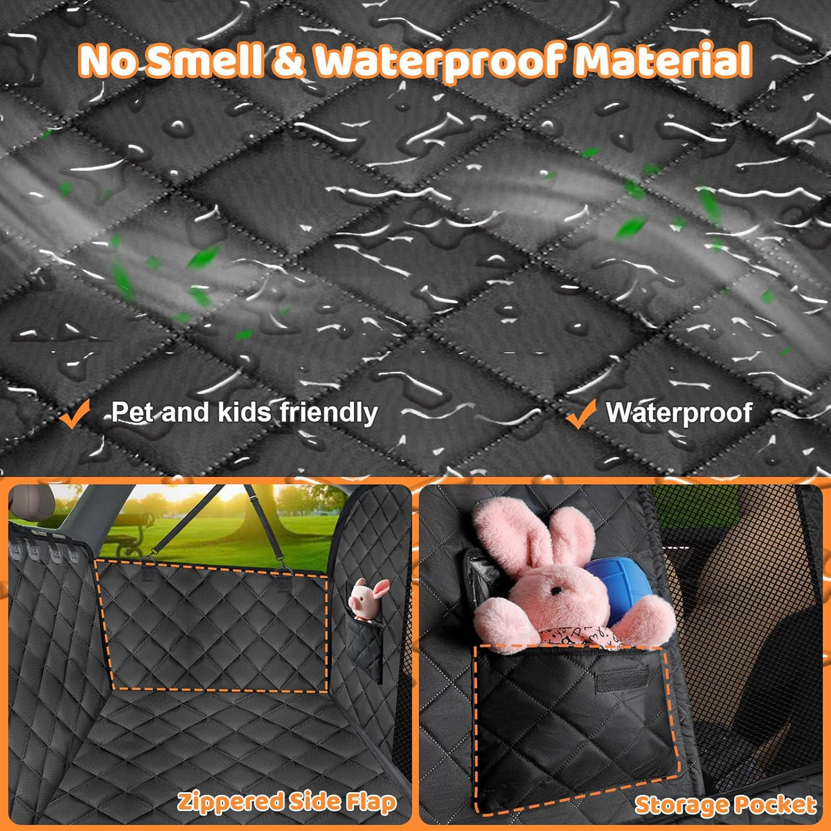 URPOWER High Barrier Back Seat Extender for Dogs, Hard Bottom Dog Car Seat Cover Holds 400 lbs