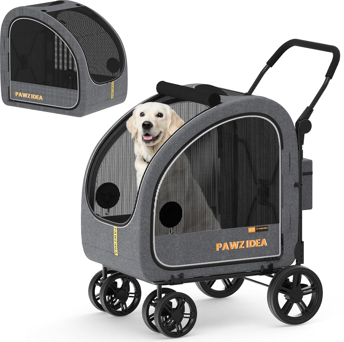 PAWZIDEA Dog Stroller for Large Dogs, Pet Stroller with Detachable Carrier for Portable Dog Crate