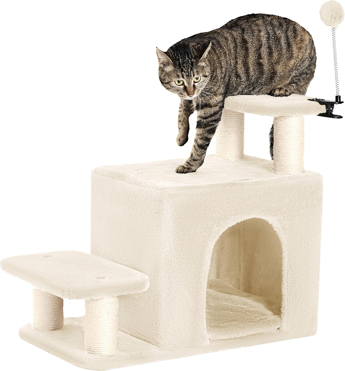 Happi N Pets Dog Stairs with Cat Scratching Post & Large Condo, Stable Pet Steps for High Beds