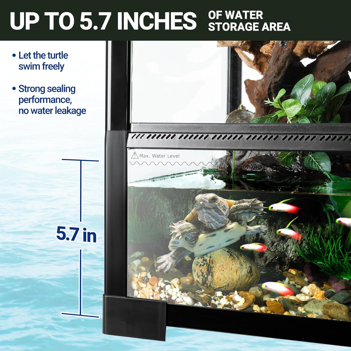 REPTI ZOO Large Tall Glass Reptile Tank 36"x18"x36", 100 Gallon Vertical Reptile Terrarium with