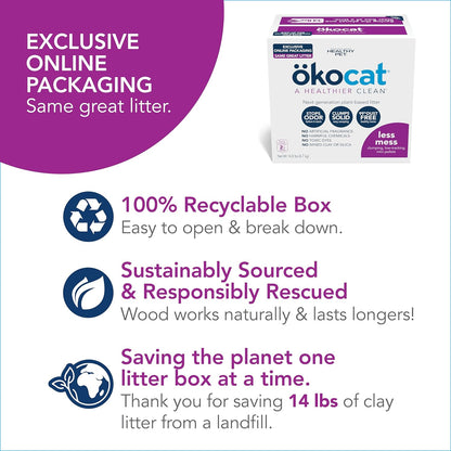 ökocat Less Mess Low Tracking Wood Clumping Cat Litter Mini- Pellets, Unscented, 14.8 pounds