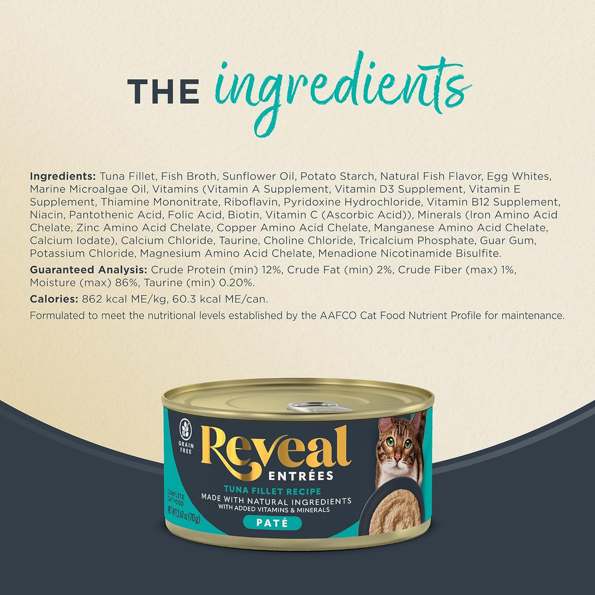 Reveal Entrées Natural Wet Cat Food Paté, Grain-Free with Added Vitamins & Minerals