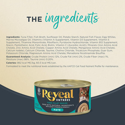 Reveal Entrées Natural Wet Cat Food Paté, Grain-Free with Added Vitamins & Minerals