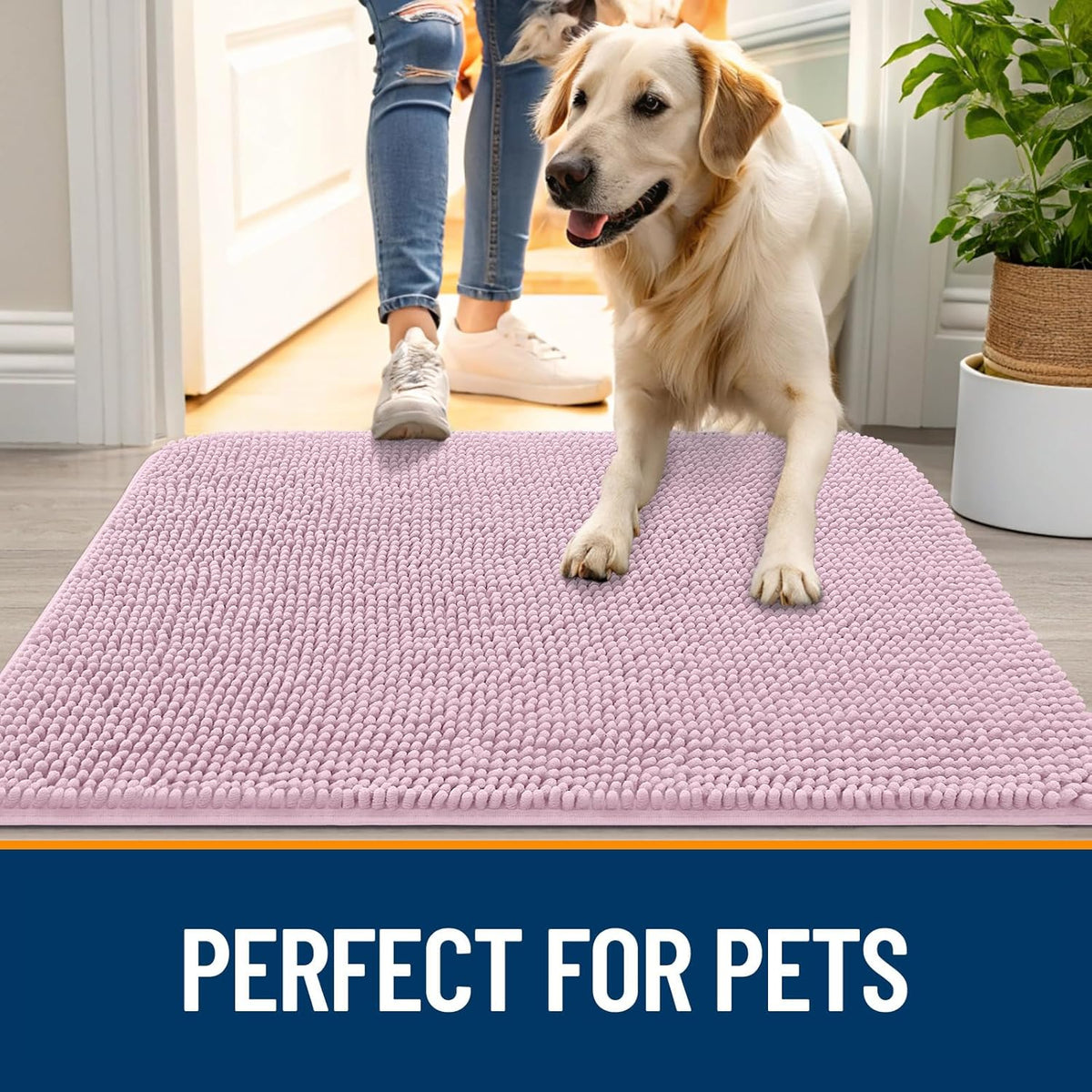 OLANLY Dog Door Mat for Muddy Paws 47x20, Absorbs Moisture and Dirt, Absorbent Non-Slip Washable