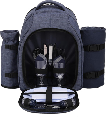 Apollo Walker Picnic Backpack Bag for 2 Person with Cooler Compartment, Detachable Bottle/Wine