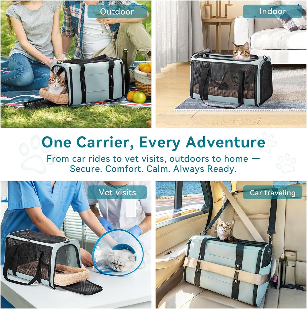 Petsfit Pet Carrier for Large and Medium Cats, Large Capacity Lightweight Soft-Sided Pet Carrier
